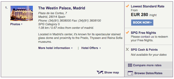 Starwood Preferred Guest-Westin Palace Madrid