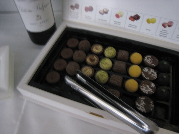 Help yourself to chocolates in Lufthansa First Class