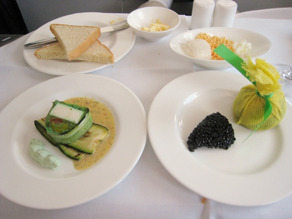 Caviar with traditional garnishes-Lufthansa First Class