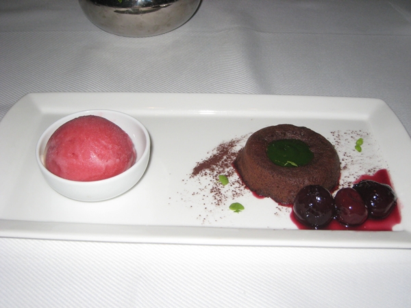Chocolate Pudding Cake with Cherries, Jean Georges New York