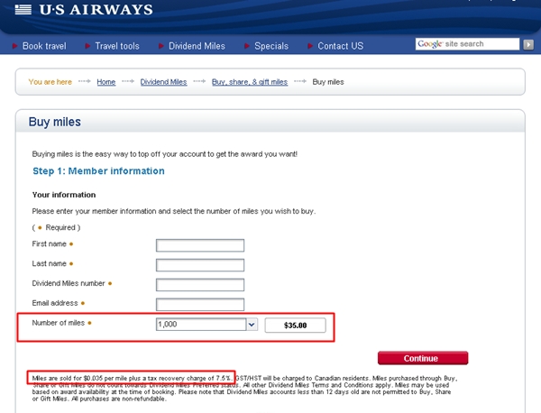 US Airways Raised the Price to Buy Dividend Miles