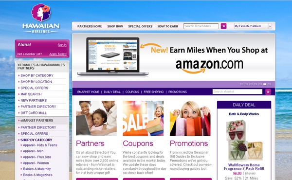 Maximize Miles with Online Mileage Mall Shopping Portals-Hawaiian Air eShopping