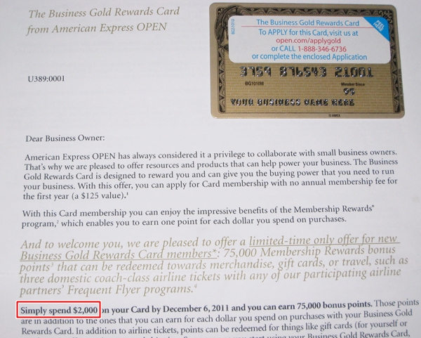 75,000 Membership Rewards Points for AMEX Business Gold Rewards Card-old offer