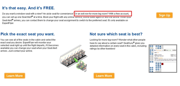 ExpertFlyer Free Account Offers Seat Alerts