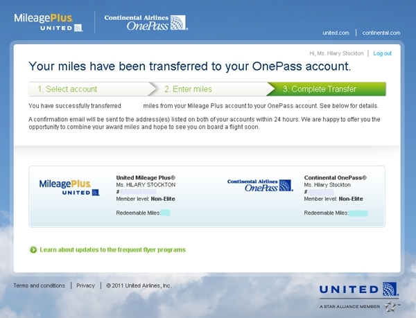 How to Transfer Expiring United MileagePlus Miles to Continental
