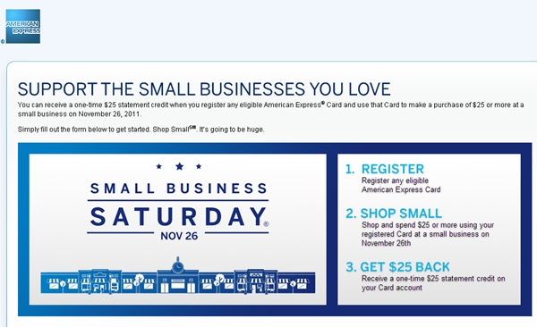 $25 AMEX Credit on Small Business Saturday