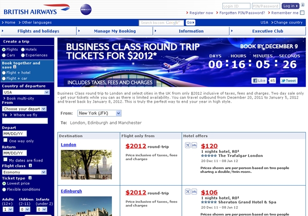 Deal Alert: Half Price Business Class to London for New Year's