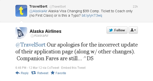 Alaska Airlines Visa Companion Ticket-No More First Class?