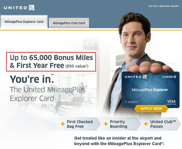 United MileagePlus Explorer: 65,000 Bonus Miles