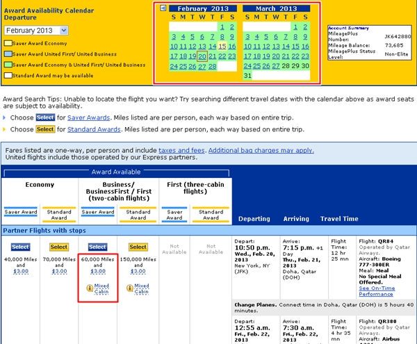 Best Qatar Awards Bookable with United Miles