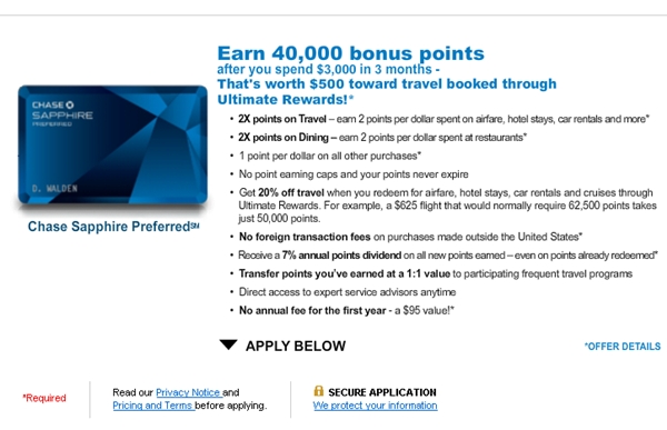 Sapphire Preferred MasterCard-Last Chance for 40,000 Bonus, CDW Coverage Worldwide