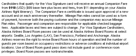 Alaska Visa Companion Ticket: No First Class from August 1