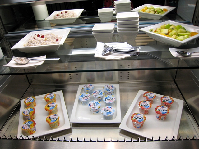 Swiss Arrivals Lounge at Zurich Airport-Yogurt and Fruit