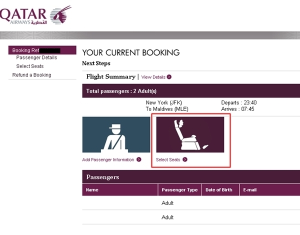 Qatar Seat Selection Not Working