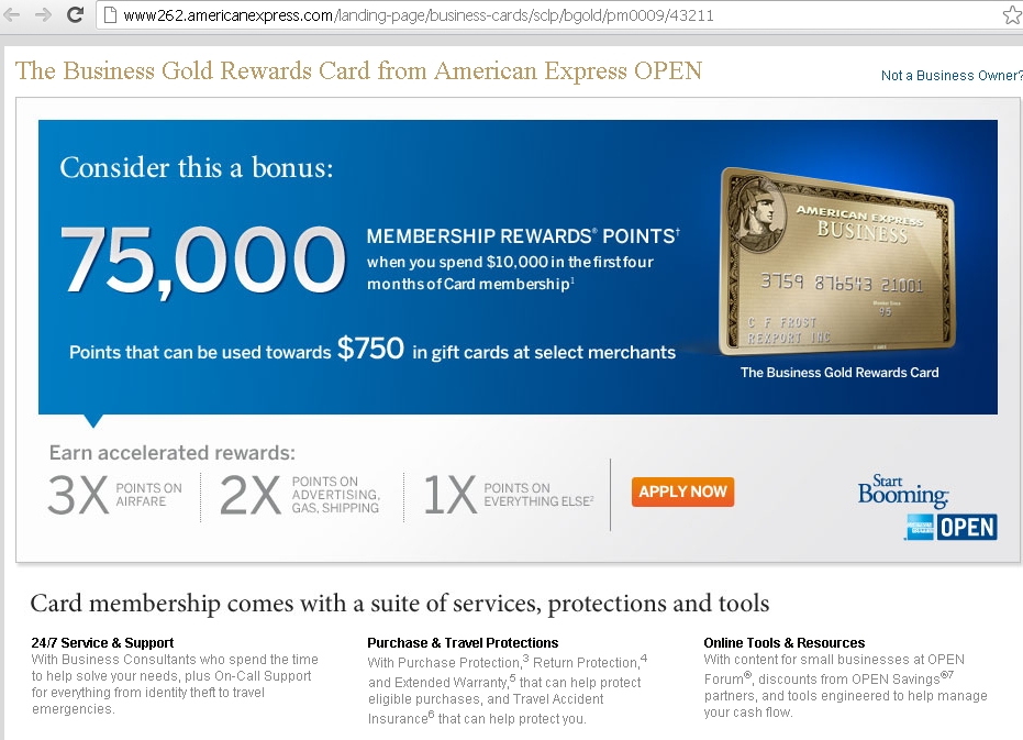 AMEX Business Gold Rewards 75000 Bonus