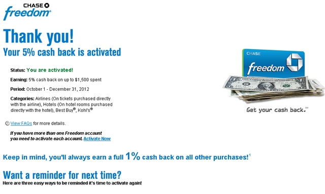 chase freedom credit card activation