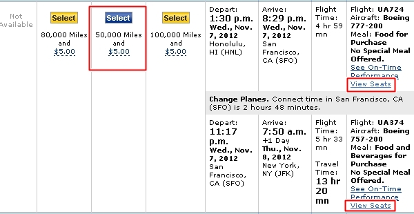 Flat Bed Seats to Hawaii: United First Class NYC-HNL for 50K Miles