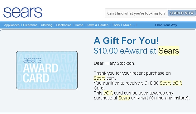 Sears 20X Points and Bonus Gift Cards-43% Back from Spend