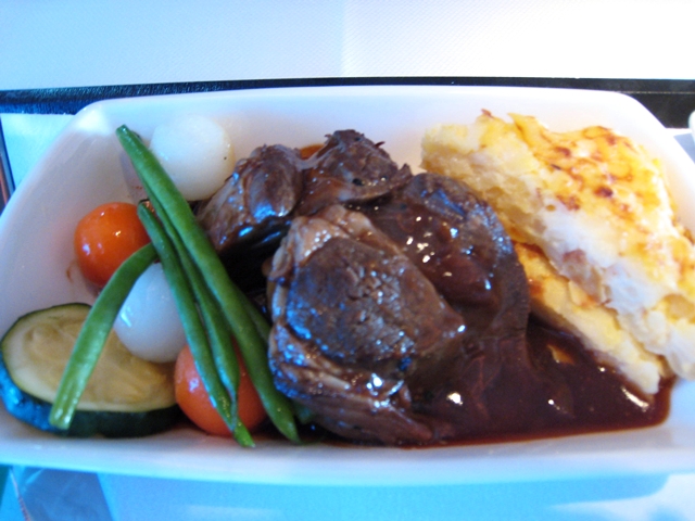 Cathay Pacific First Class Bali to Hong Kong - Braised Lamb Shank