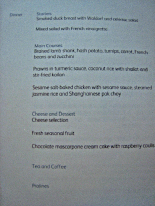 Cathay Pacific First Class Bali to Hong Kong Review - Business Class Menu