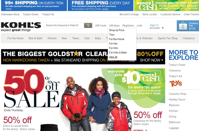 Kohl's 15X with Ultimate Rewards Mall and Chase Freedom