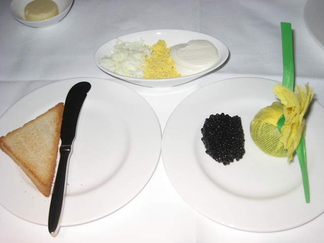 Lufthansa New First Class Review - Caviar service