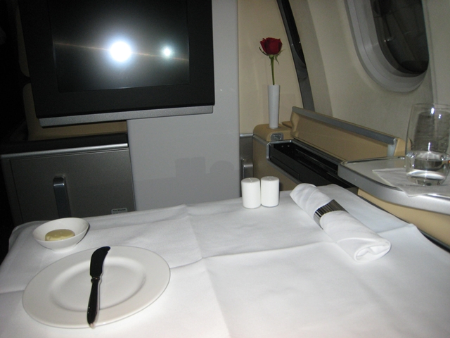 Lufthansa New First Class Review - Dinner Service