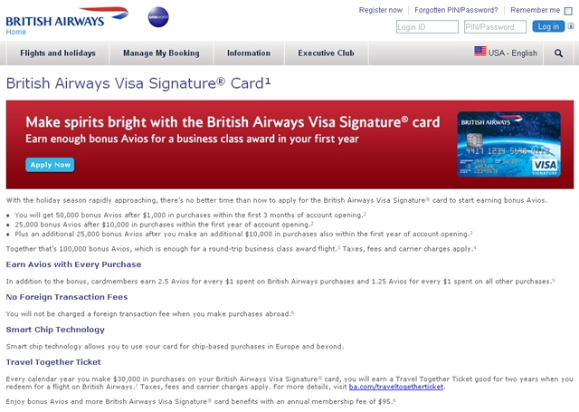 British Airways 100,000 Point Offer