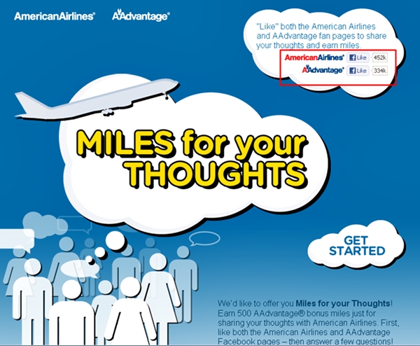 500 Free American Miles for Survey - Like American on Facebook