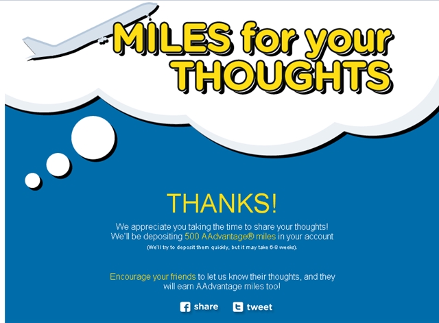 500 Free American Miles for Survey