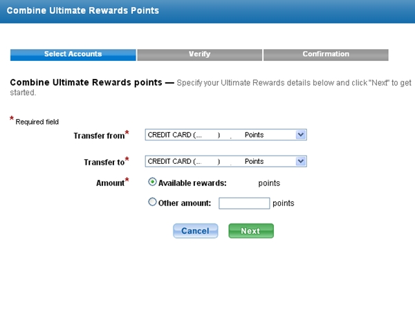 Transfer Chase Freedom points to Ultimate Rewards account