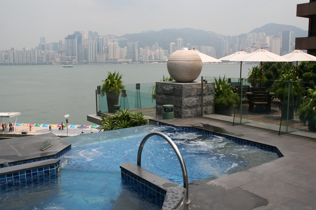 Views from the hot tub at the InterContinental Hong Kong