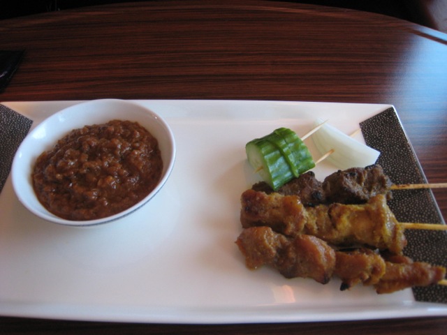 Singapore First Class Review - Satay with Peanut Sauce