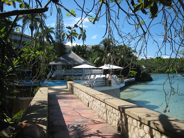 Couples Sans Souci Jamaica All Inclusive - Walkway from Spa to Mineral Pooll