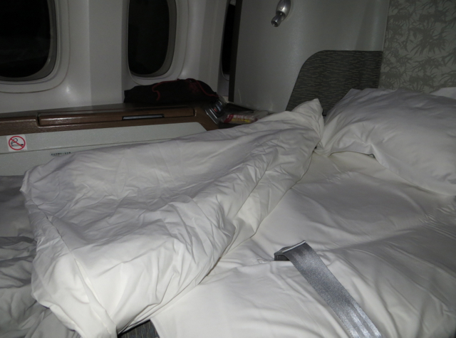 Cathay Pacific First Class NYC Vancouver - Bed Turndown Service 