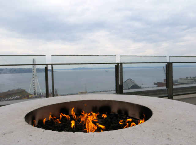 Four Seasons Seattle Hotel Review: Terrace Fire Pit with View of Elliott Bay