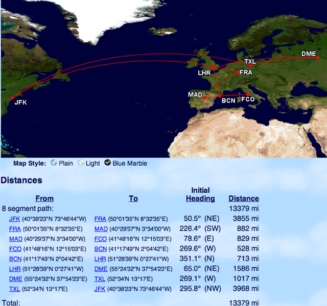 American Oneworld Explorer Award Distance Zone 5