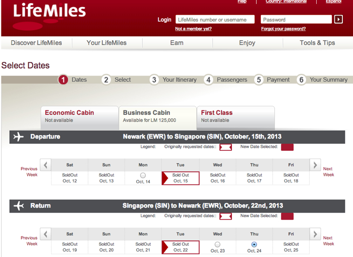 Singapore Business Class Bookable with AviancaTaca Miles