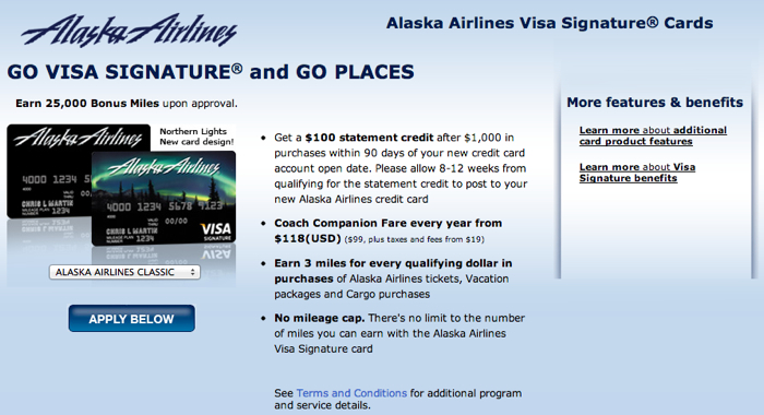 $100 Statement Credit and 25K Bonus Miles for Alaska Airlines Visa 