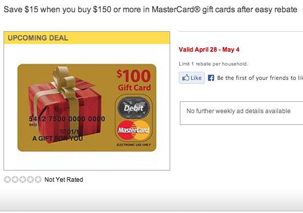 Staples Deal-Save $15 on $150 or More in MasterCard Gift Cards After Rebate