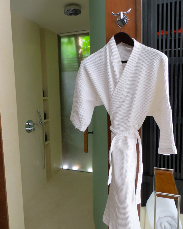 Park Hyatt Maldives Review - Indoor Rain Shower and Bathrobe