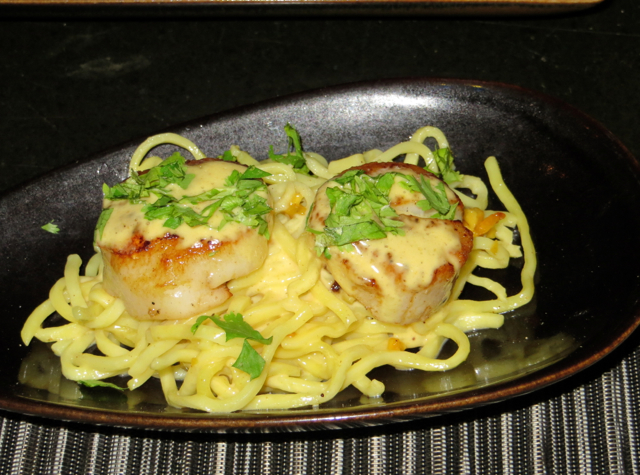 Park Hyatt Maldives Island Grill Review - Grilled Scallops with Squash Noodles and Curry Mousseline