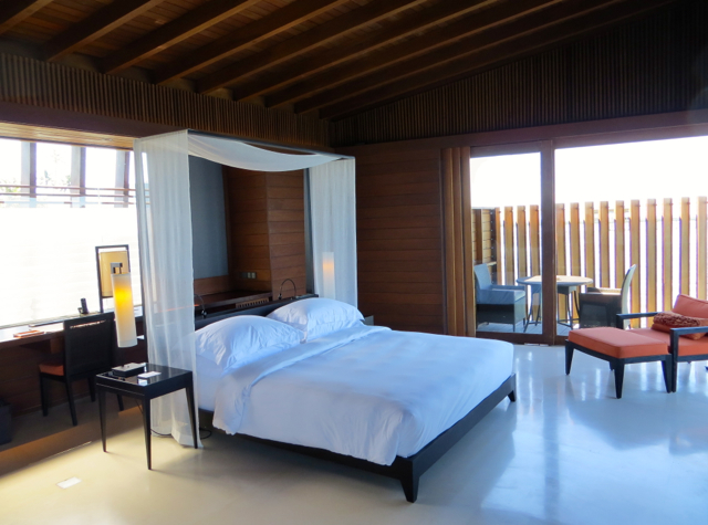 Park Hyatt Maldives Water Villa Review - Bed and Desk