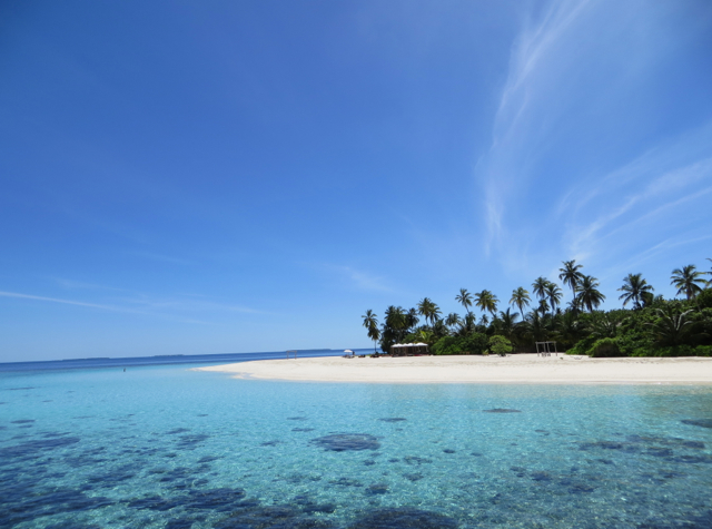 Park Hyatt Maldives Water Villa Review - View of Beach and Hadahaa Island from Boardwalk