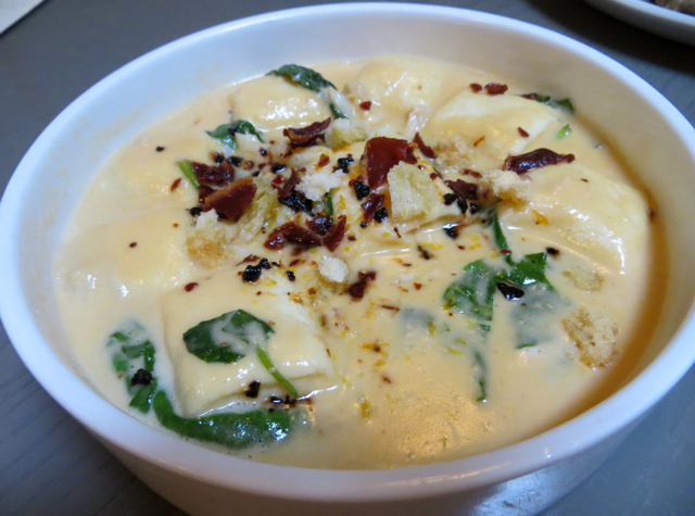 Fish Tag NYC Restaurant Review - Sheeps Milk Dumplings in Crab Fonduta