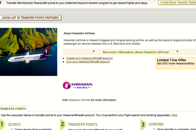 20% AMEX Transfer Bonus to Hawaiian Airlines But Singapore KrisFlyer a Better Deal to Hawaii