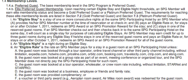 Faster Elite Status by Booking Multiple Rooms - SPG Terms and Conditions