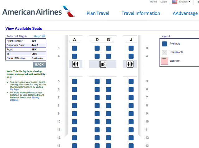 American Airline Seating Chart For Boeing 777