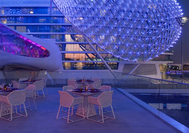 Yas Viceroy Abu Dhabi Hotel Review - Terrace at Night