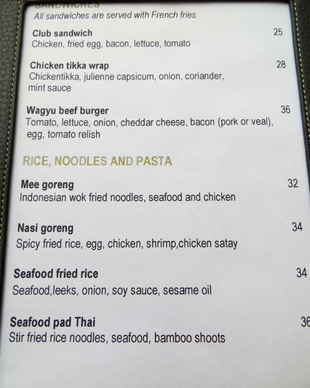 Park Hyatt Maldives Lunch Menu-Sandwiches and Noodles